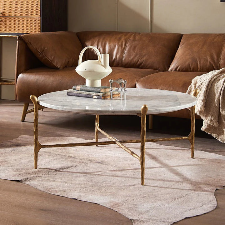 Thaddeus Round Horn Marble Coffee Table & Side Table