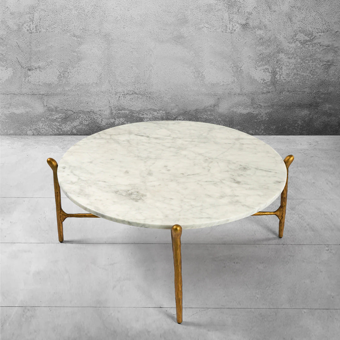 Thaddeus Round Horn Marble Coffee Table & Side Table