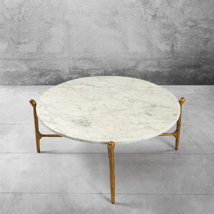 Thaddeus Round Horn Marble Coffee Table & Side Table