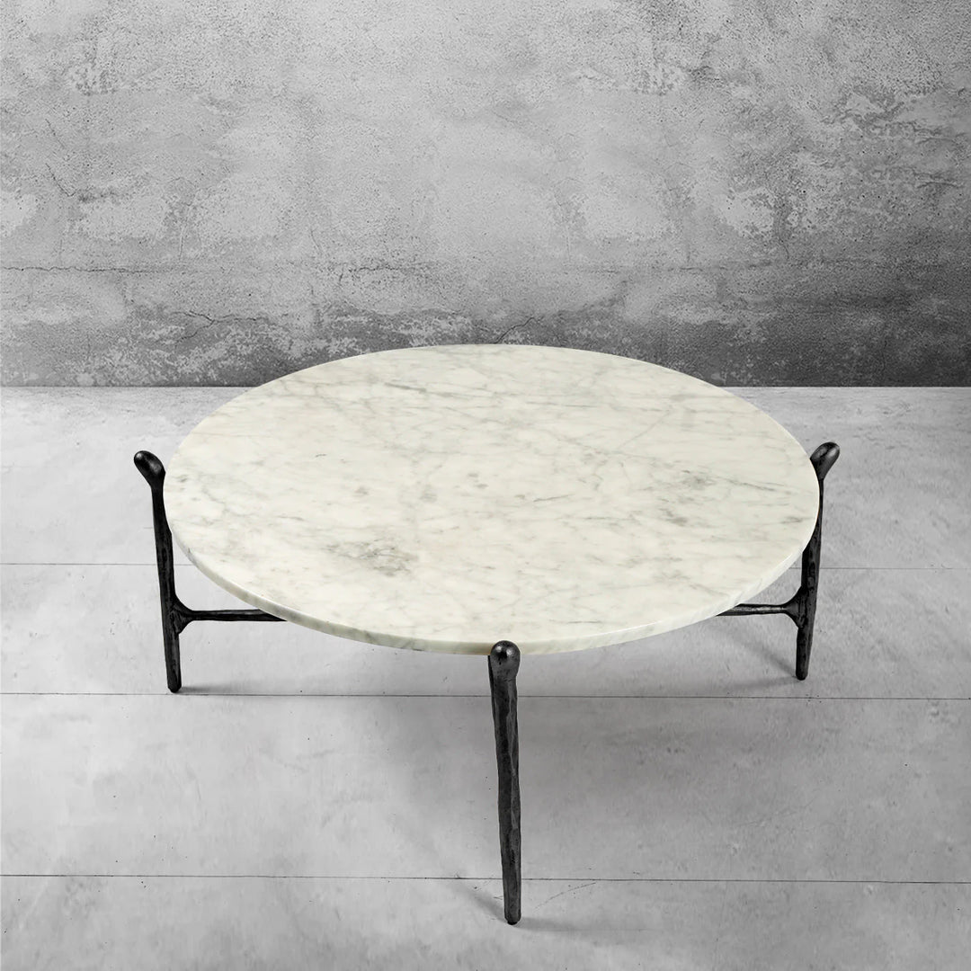 Thaddeus Round Horn Marble Coffee Table & Side Table
