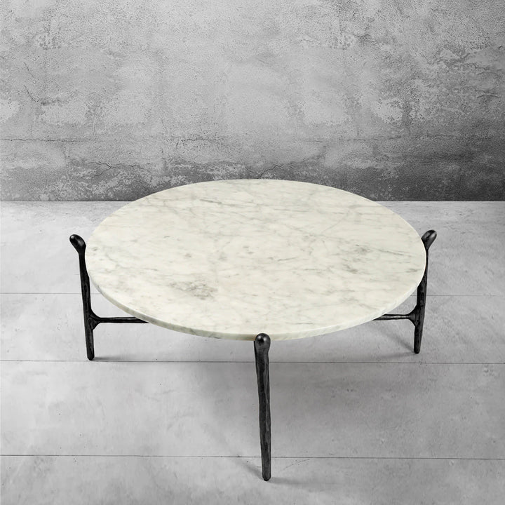 Thaddeus Round Horn Marble Coffee Table & Side Table