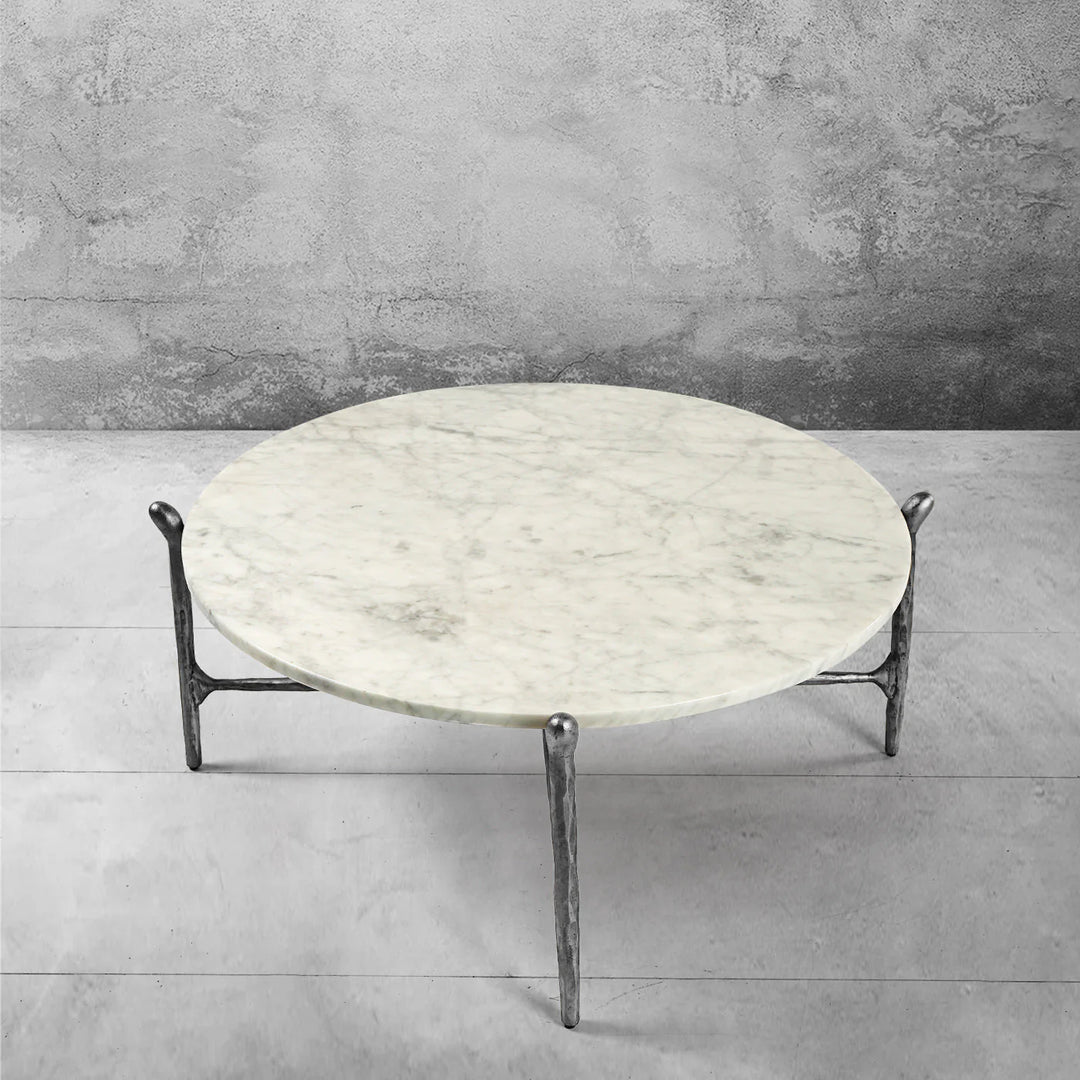 Thaddeus Round Horn Marble Coffee Table & Side Table