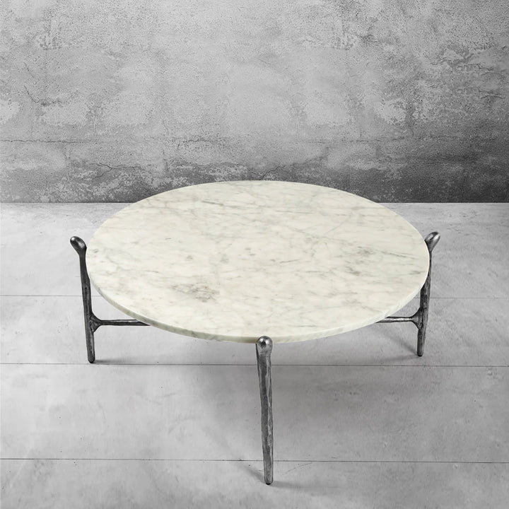 Thaddeus Round Horn Marble Coffee Table & Side Table