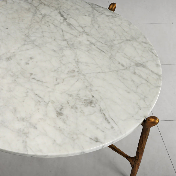 Thaddeus Round Horn Marble Coffee Table & Side Table