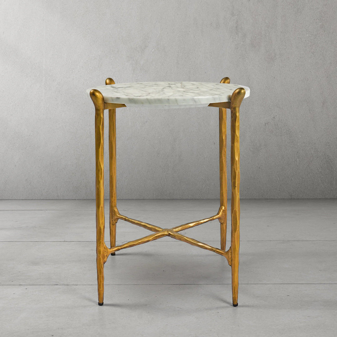 Thaddeus Round Horn Marble Coffee Table & Side Table