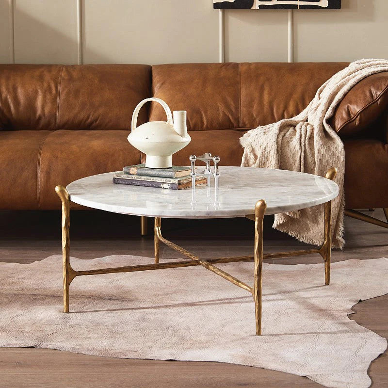 Thaddeus Round Horn Marble Coffee Table & Side Table