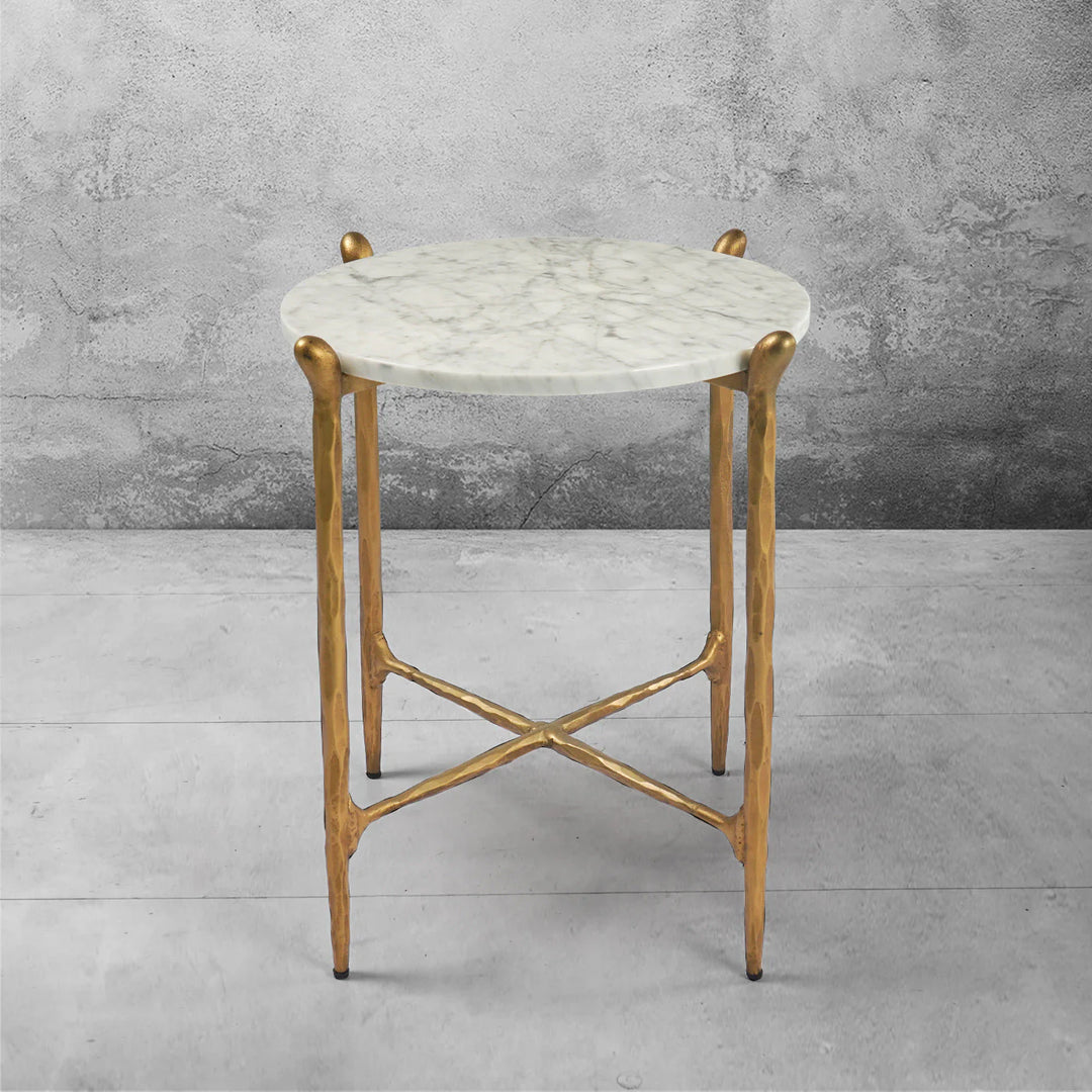 Thaddeus Round Horn Marble Coffee Table & Side Table