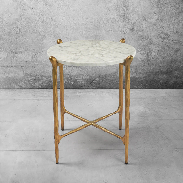 Thaddeus Round Horn Marble Coffee Table & Side Table