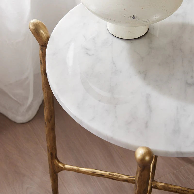 Thaddeus Round Horn Marble Coffee Table & Side Table