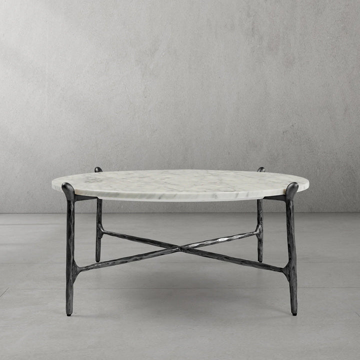 Thaddeus Round Horn Marble Coffee Table & Side Table