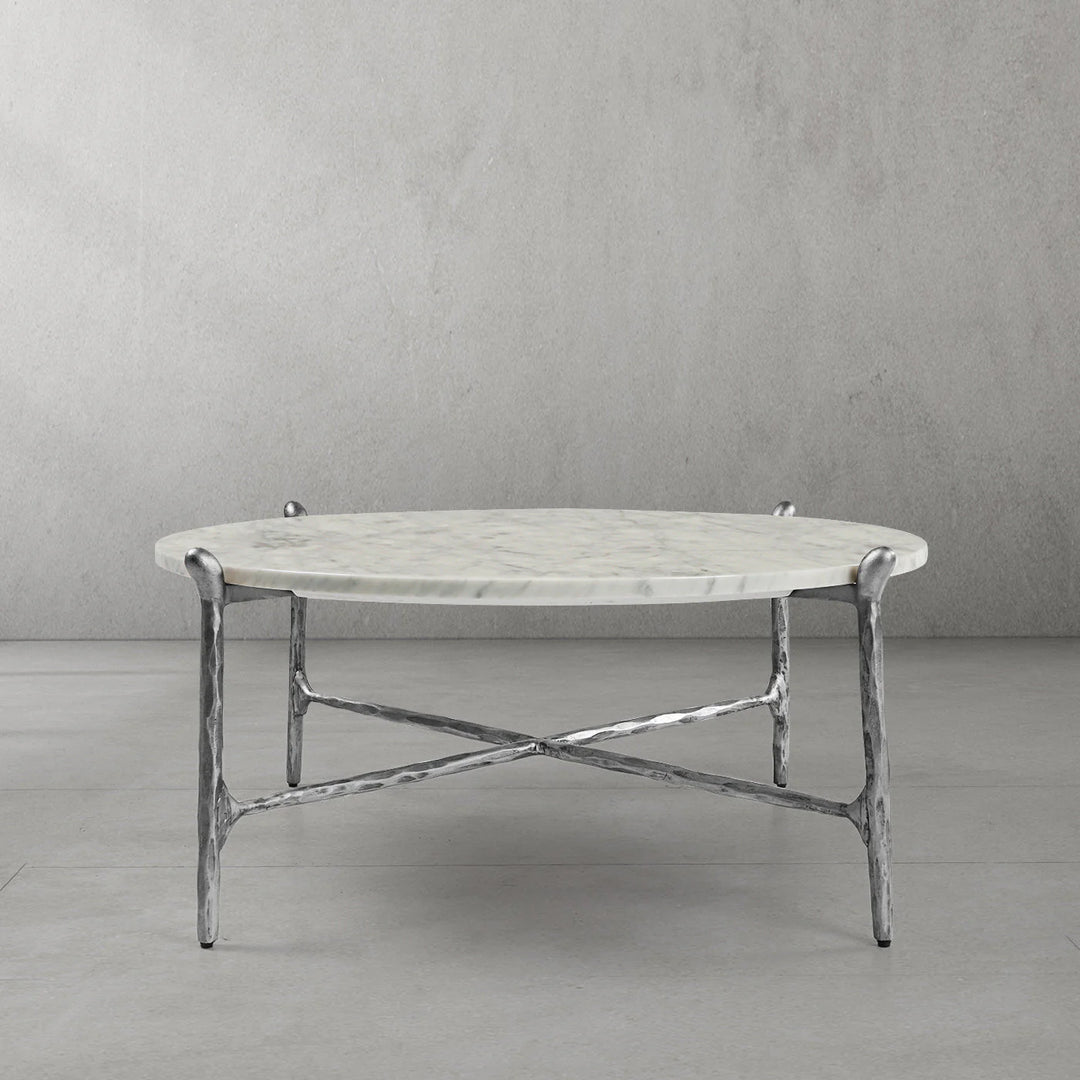 Thaddeus Round Horn Marble Coffee Table & Side Table