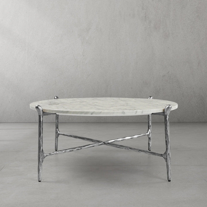 Thaddeus Round Horn Marble Coffee Table & Side Table