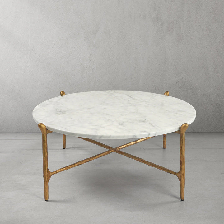 Thaddeus Round Horn Marble Coffee Table & Side Table
