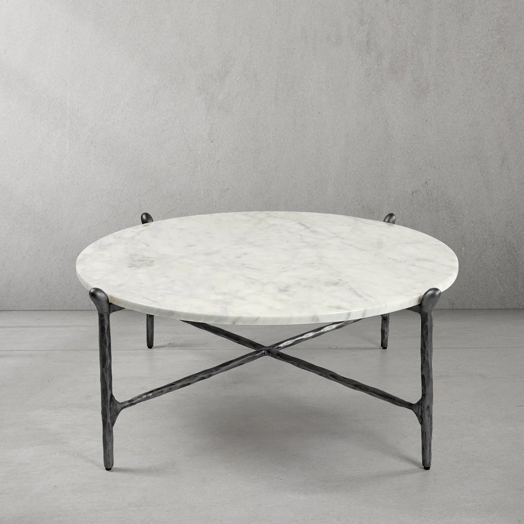 Thaddeus Round Horn Marble Coffee Table & Side Table