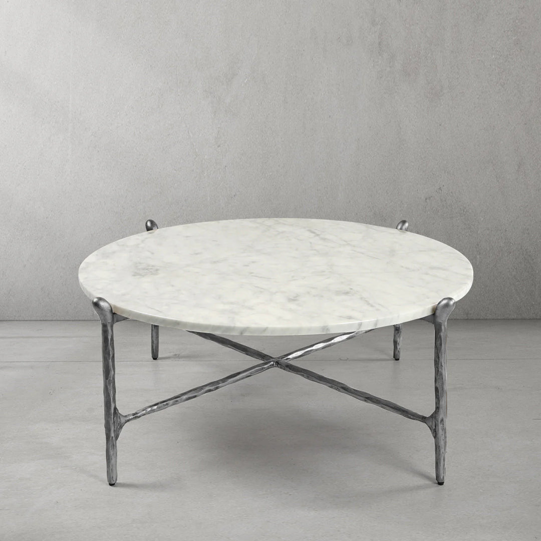Thaddeus Round Horn Marble Coffee Table & Side Table