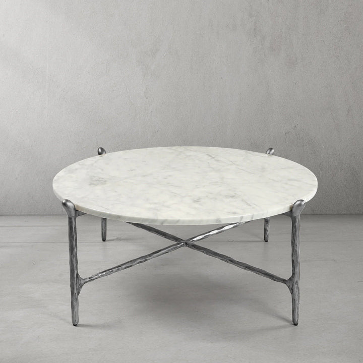 Thaddeus Round Horn Marble Coffee Table & Side Table