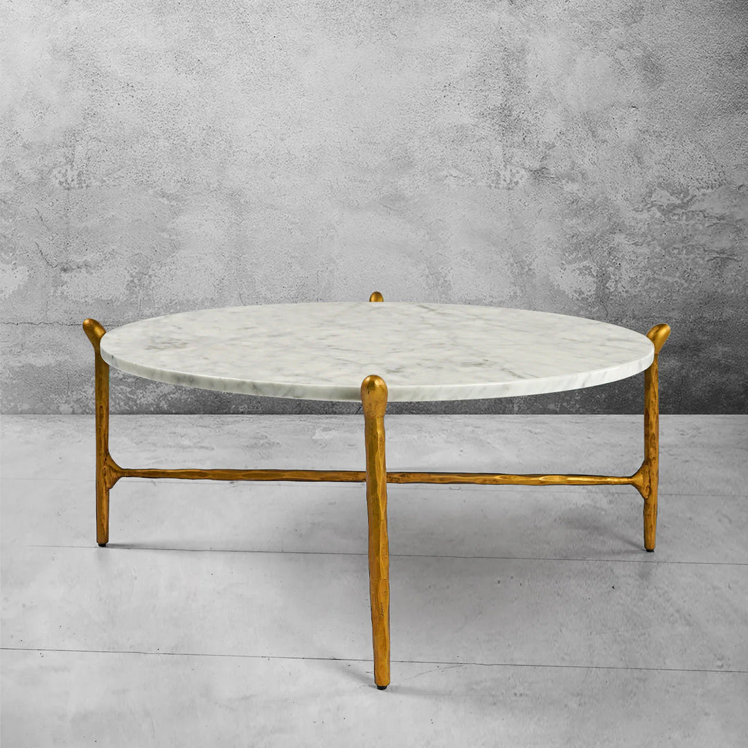 Thaddeus Round Horn Marble Coffee Table & Side Table