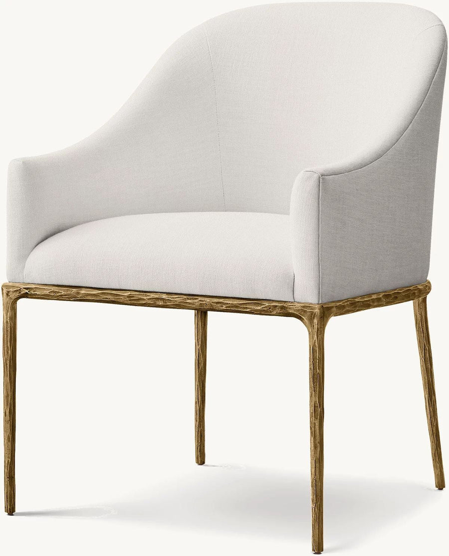 Thaddeus Barrelback Slope Fabric Dining Armchair