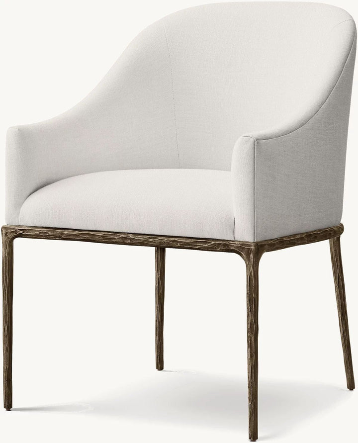 Thaddeus Barrelback Slope Fabric Dining Armchair