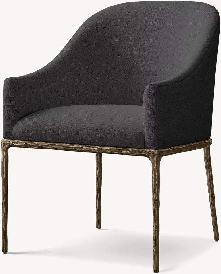 Thaddeus Barrelback Slope Fabric Dining Armchair