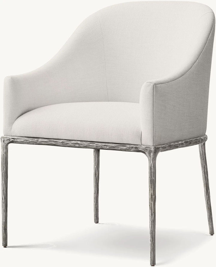 Thaddeus Barrelback Slope Fabric Dining Armchair