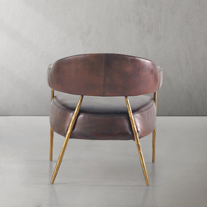 Thaddeus Brown Leather Lounge Armchair