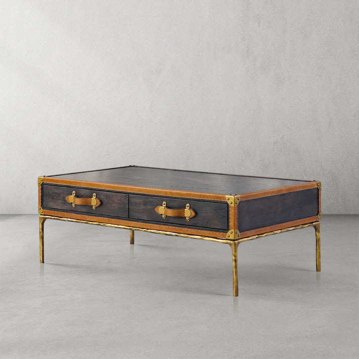 Thaddeus Vintage Leather Square Coffee Table