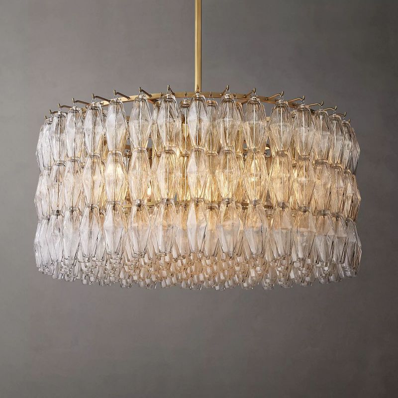 Vicky Clear Glass Round Chandelier 37" For Living Room