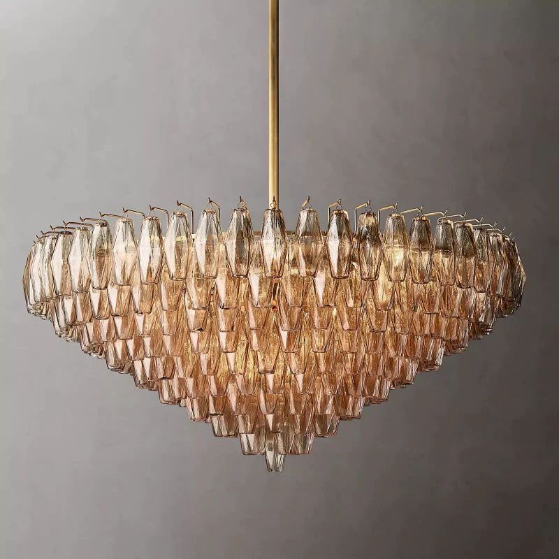 Vicky Smoke Glass Tiered Round Chandelier 47" For Living Room