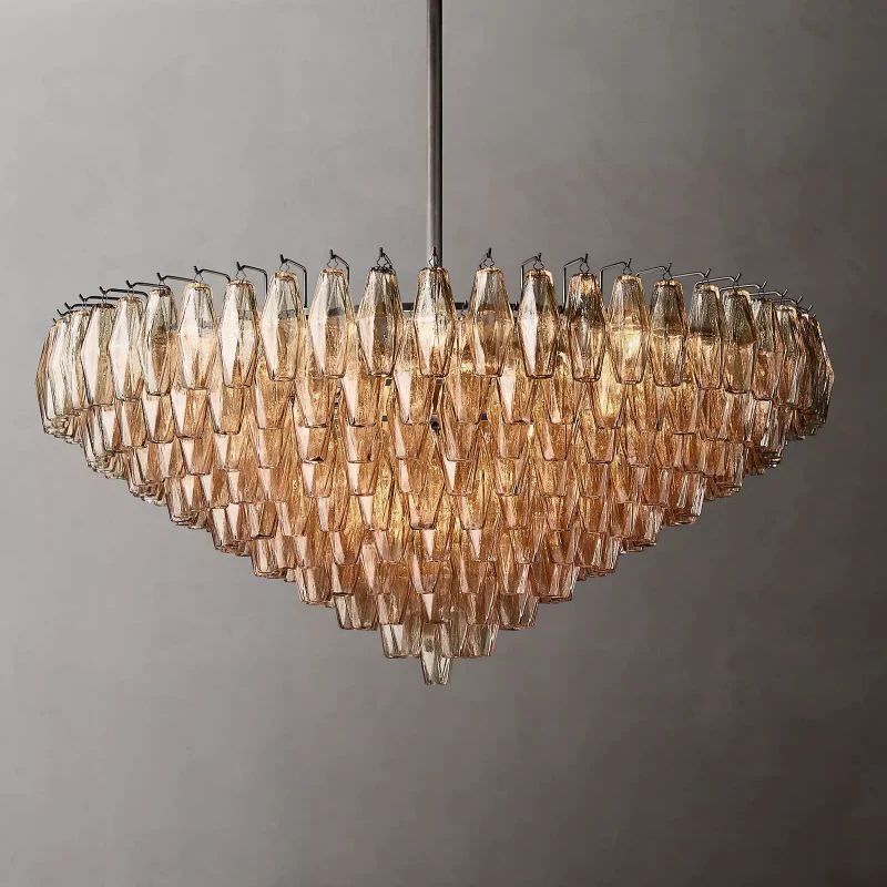 Vicky Smoke Glass Tiered Round Chandelier 47" For Living Room