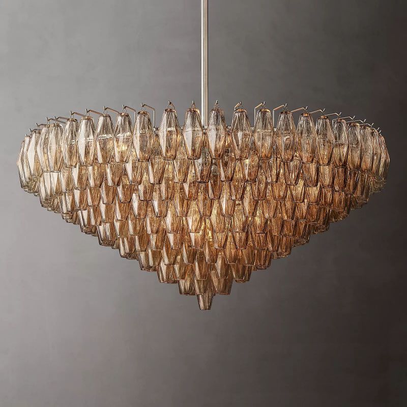 Vicky Smoke Glass Tiered Round Chandelier 47" For Living Room