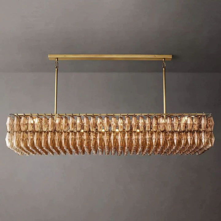 Vicky Smoke Glass Rectangular Chandelier 74" For Living Room