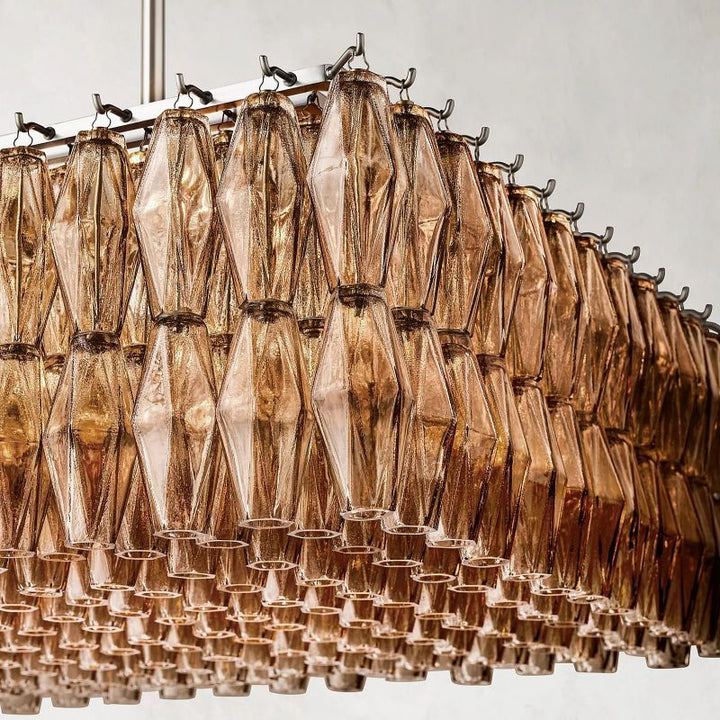 Vicky Smoke Glass Rectangular Chandelier 74" For Living Room