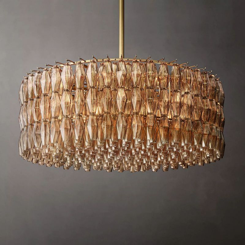 Vicky Smoke Glass Round Chandelier 47" For Living Room