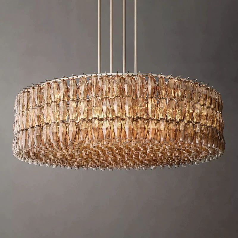 Vicky Smoke Glass Round Chandelier 62" For Living Room