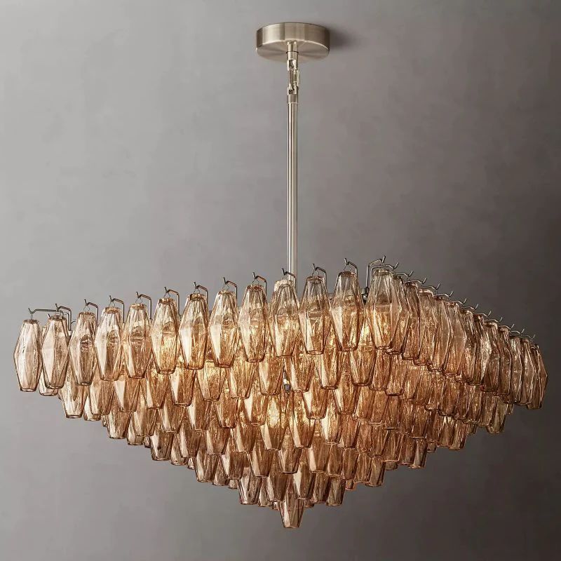 Vicky Smoke Glass Square  Dining Room Chandelier 32"