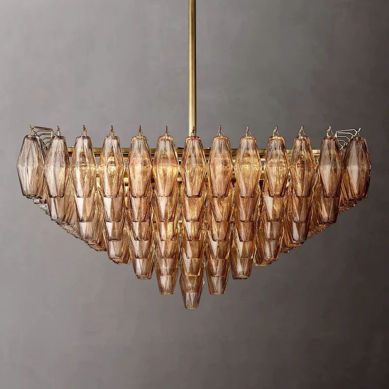 Vicky Smoke Glass Square  Dining Room Chandelier 32"