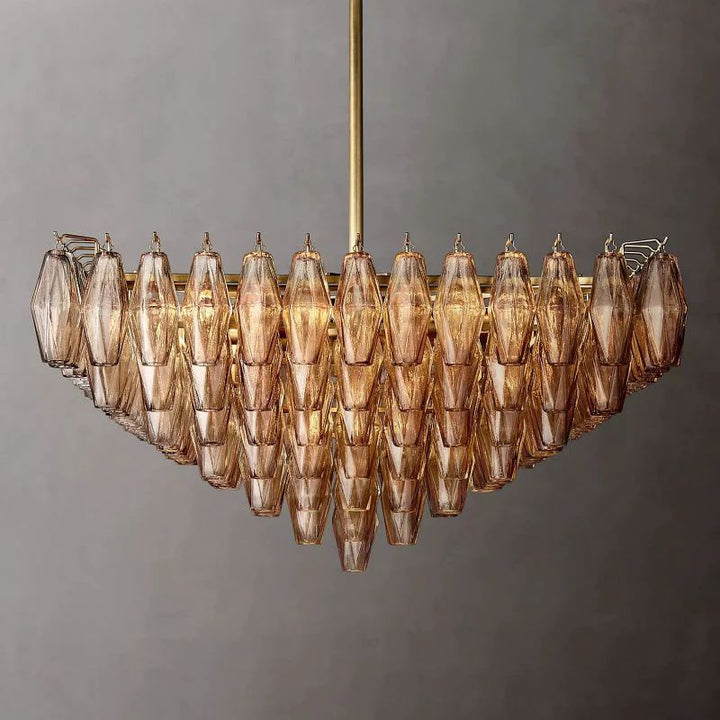 Vicky Smoke Glass Square  Dining Room Chandelier 32"