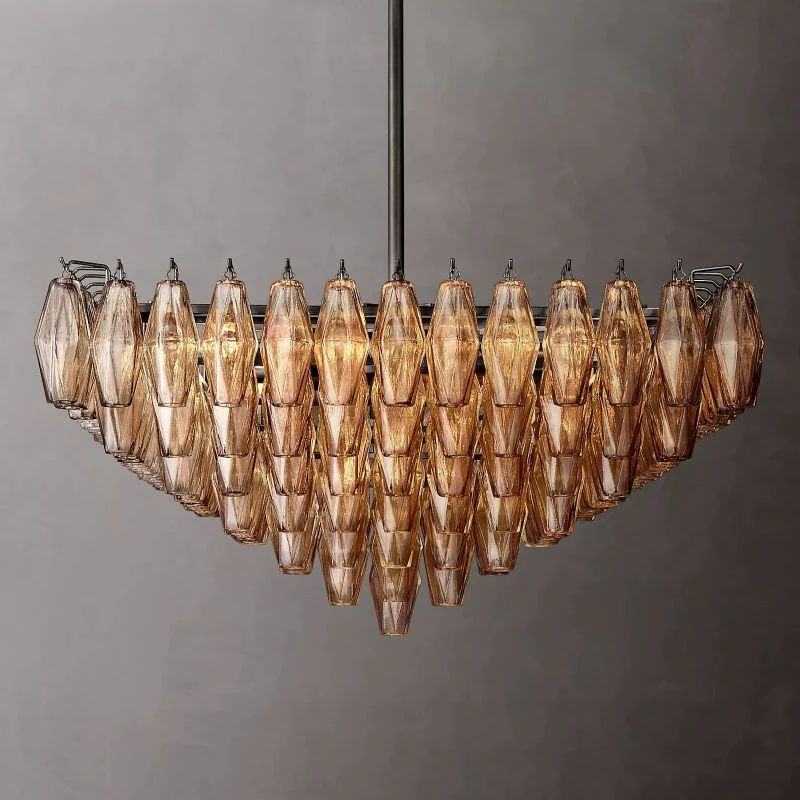 Vicky Smoke Glass Square  Dining Room Chandelier 32"