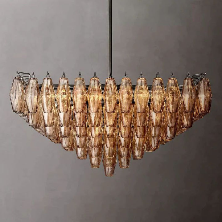 Vicky Smoke Glass Square  Dining Room Chandelier 32"