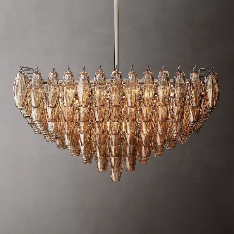 Vicky Smoke Glass Square  Dining Room Chandelier 32"