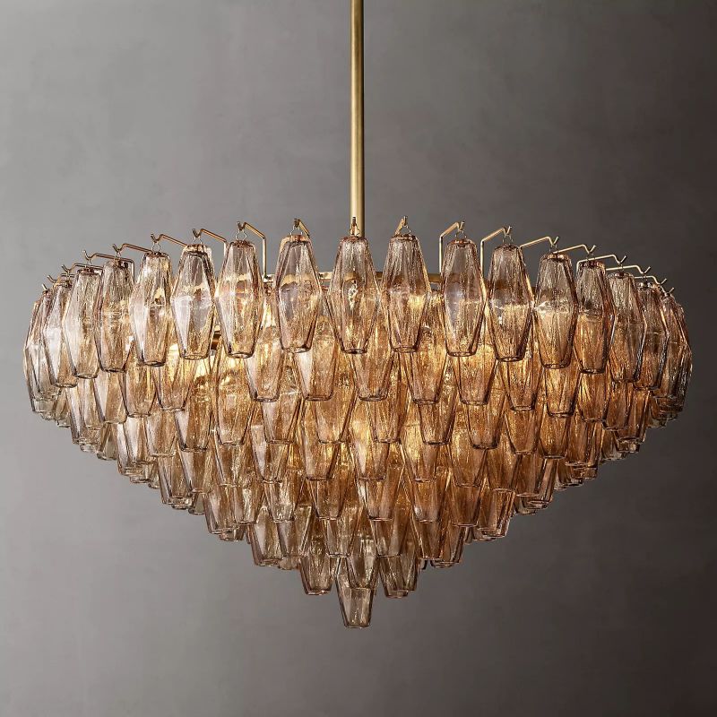 Vicky Smoke Glass Tiered Round Chandelier 37" For Living Room