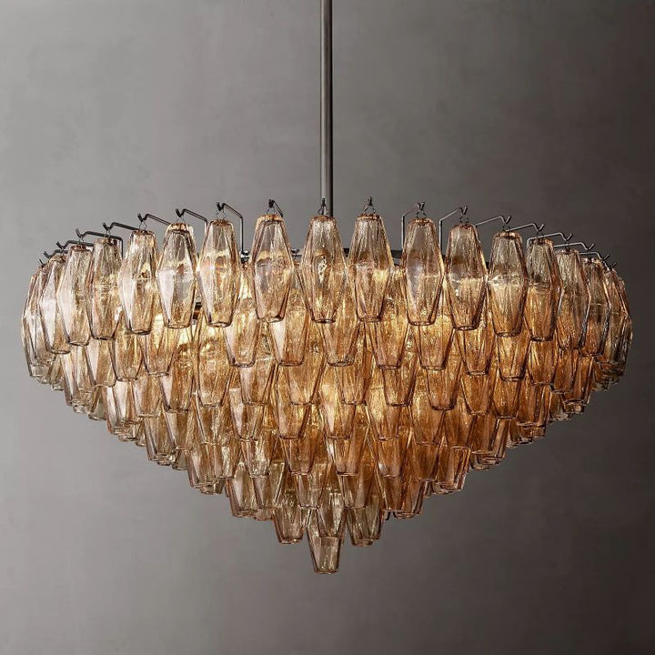 Vicky Smoke Glass Tiered Round Chandelier 37" For Living Room