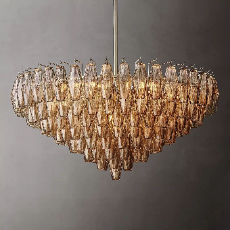 Vicky Smoke Glass Tiered Round Chandelier 37" For Living Room