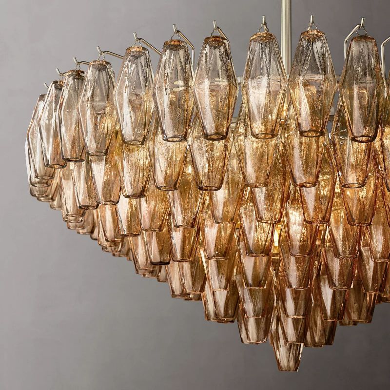 Vicky Smoke Glass Tiered Round Chandelier 37" For Living Room