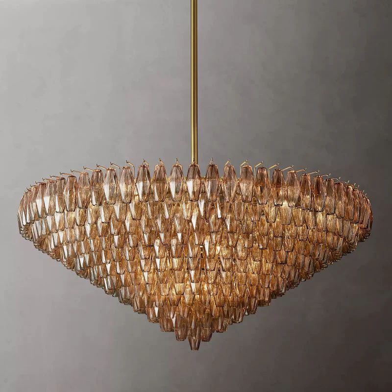 Vicky Smoke Glass Tiered Round Chandelier 62" For Living Room