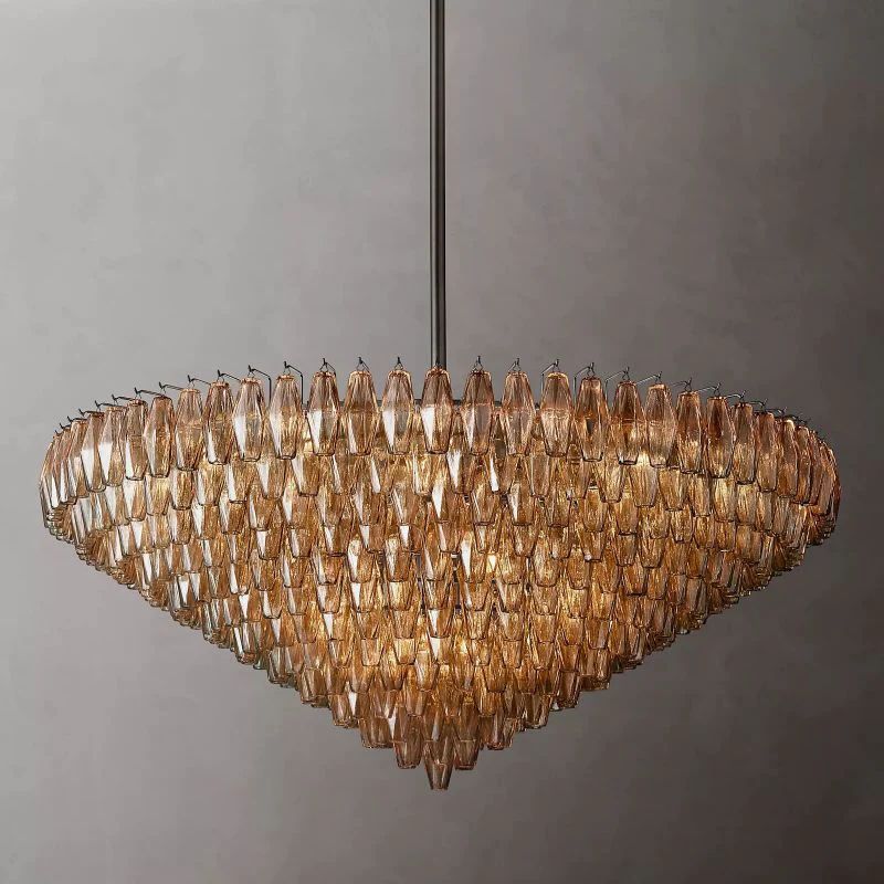 Vicky Smoke Glass Tiered Round Chandelier 62" For Living Room
