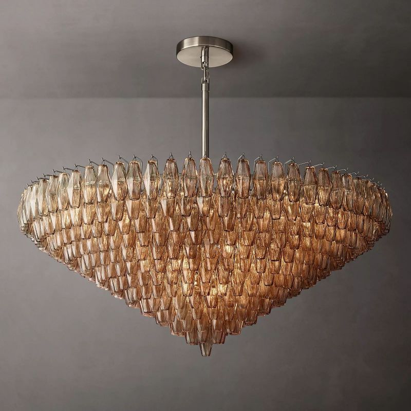 Vicky Smoke Glass Tiered Round Chandelier 62" For Living Room