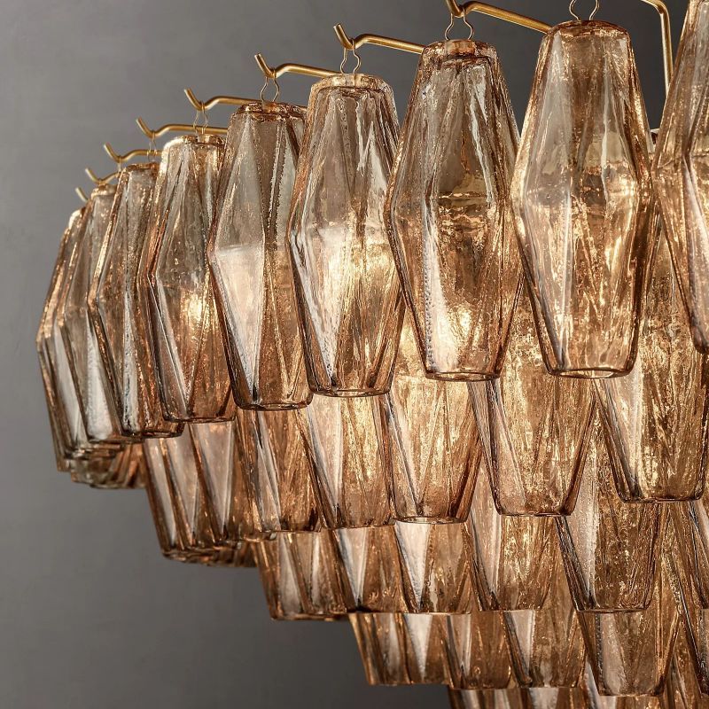 Vicky Smoke Glass Tiered Round Chandelier 62" For Living Room