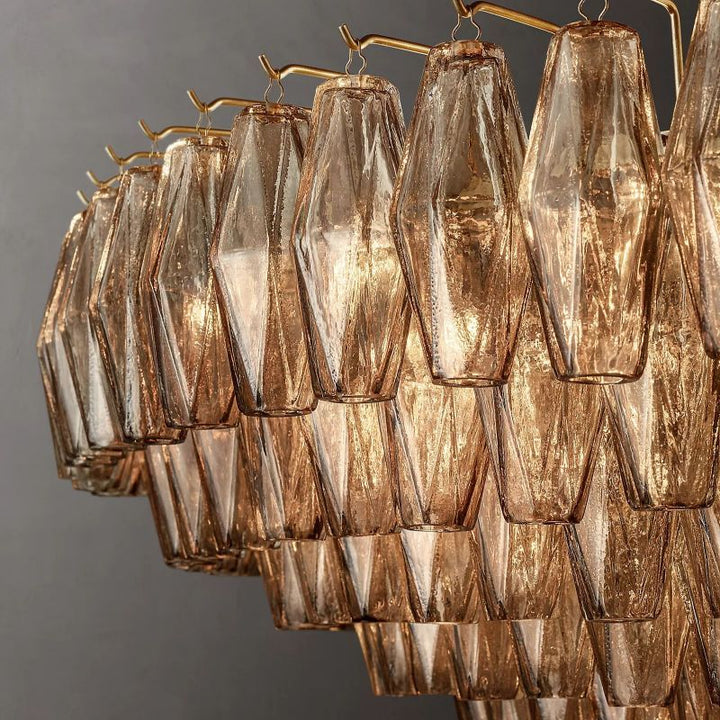 Vicky Smoke Glass Tiered Round Chandelier 62" For Living Room